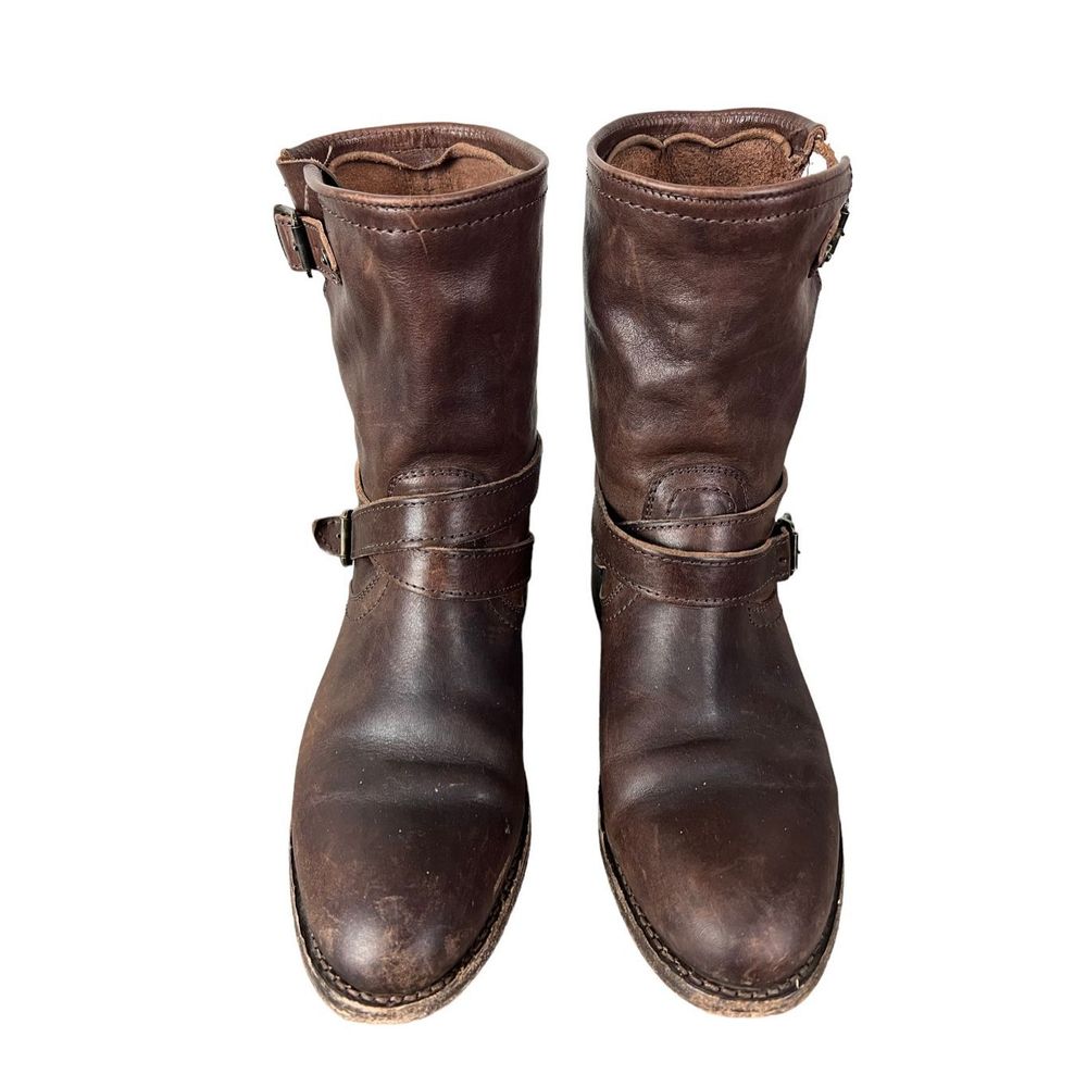 Frye Veronica Short Slouchy Brown Leather Buckle Boot Size 8 - Picture 3 of 10